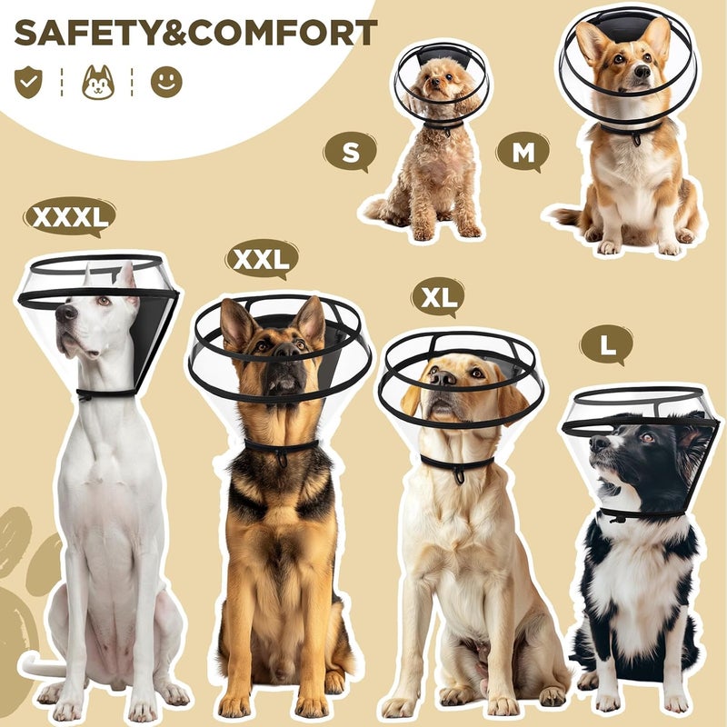BONTHEE Dog Cone Collar for After Surgery,Transparent Dog Cones Alternative for Small Large Medium Size Dogs,Adjustable Depth Pet Recovery Collars,Elizabethan Collar for Dogs Stop Licking Wound(M) - Image 2